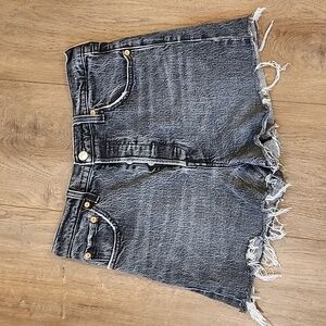 Levi's Ribcage Straight Button Fly Black Wash Denim Cutoffs Big E size 29